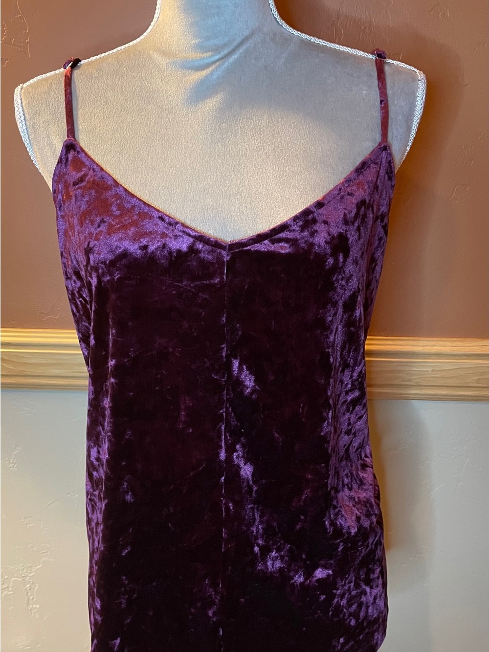 GAP Velvet Spaghetti Strap Cami - Deep Plum
